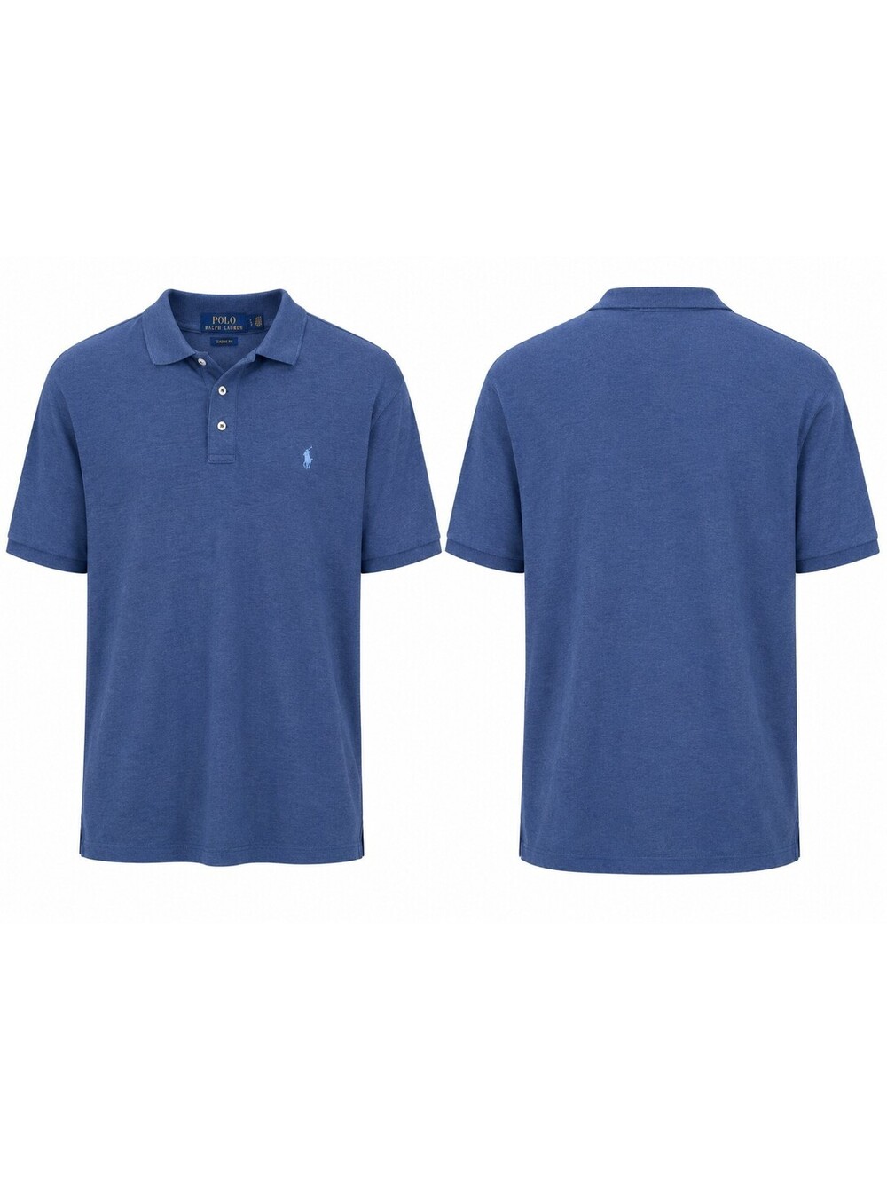 Polo Ralph Lauren Blue Solid Knit Classic Fit Polo Shirt Men's L Logo Button